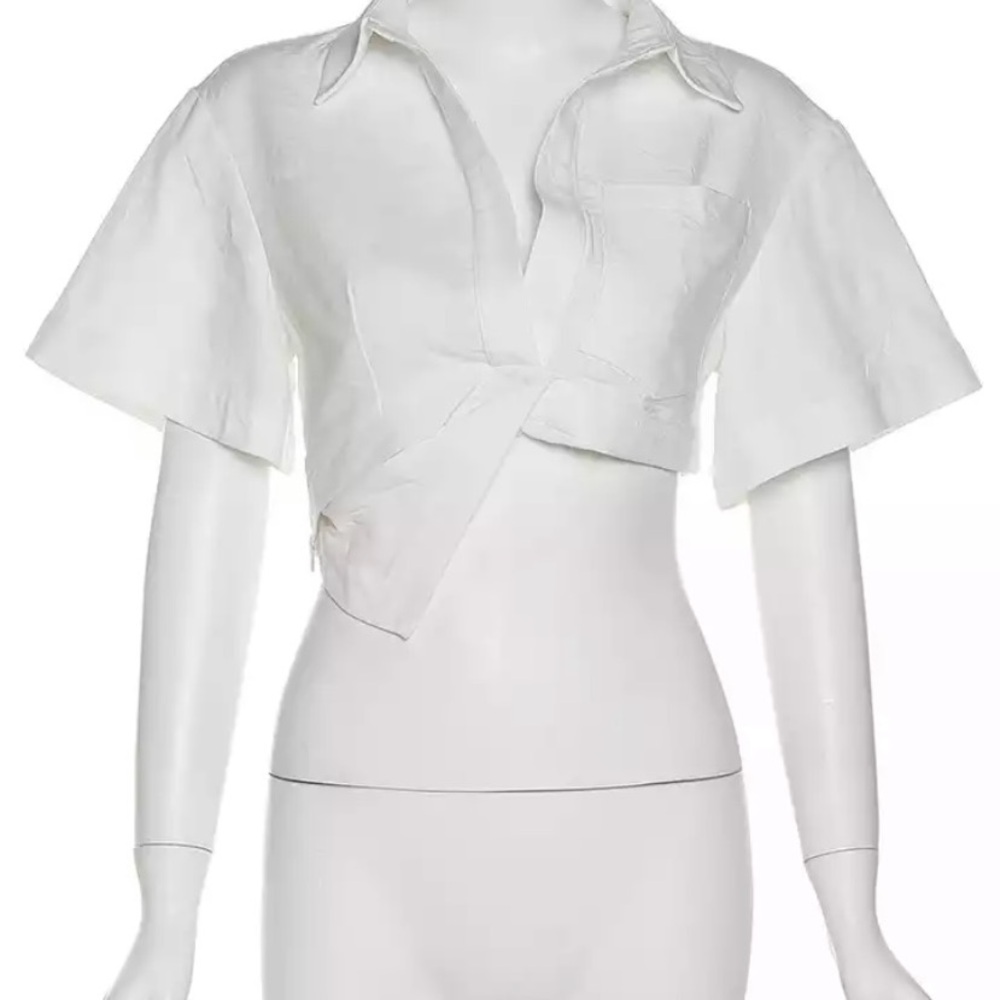Women's White Cropped Shirt